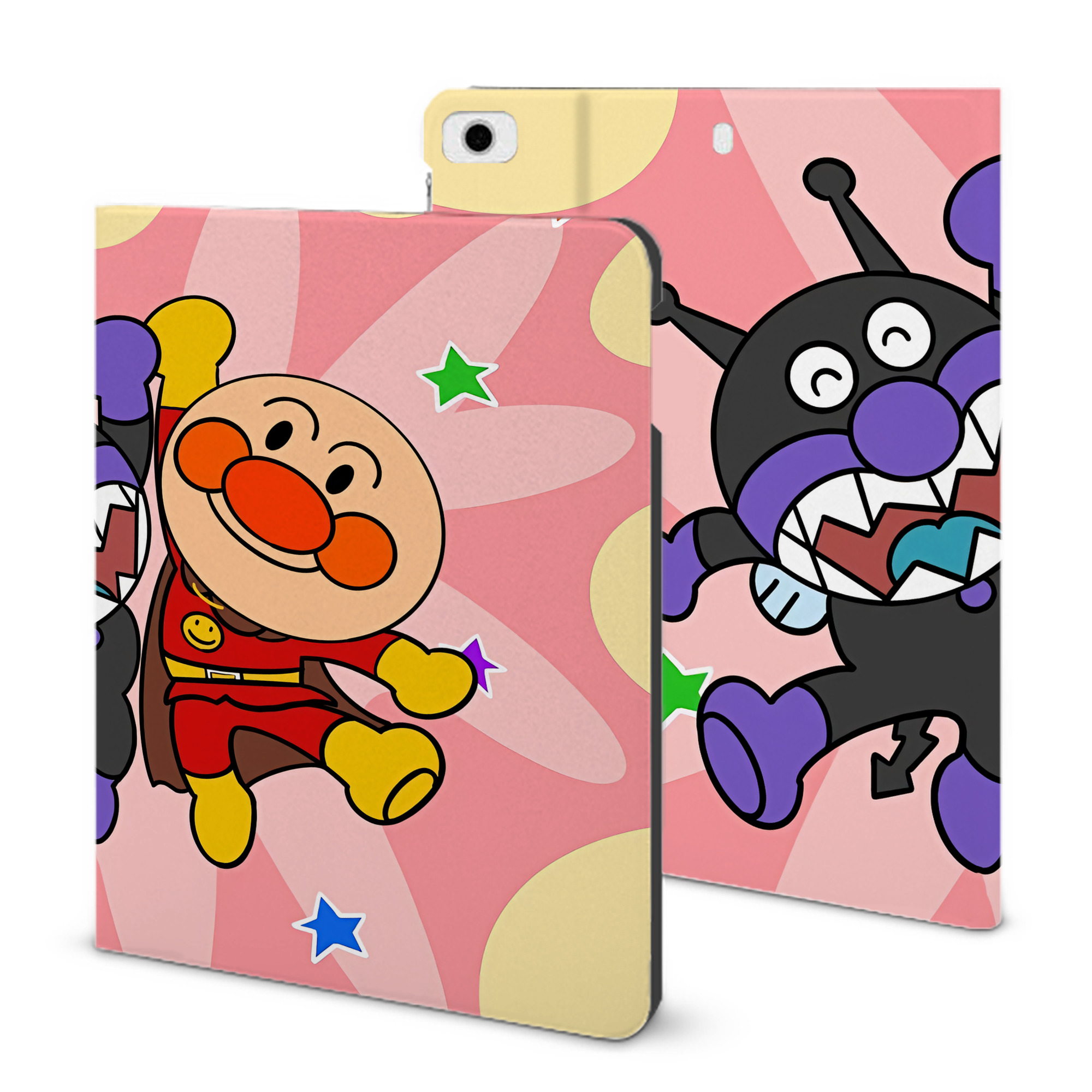 （画像用） アンパンマン Anpanman IPad ケース ブック型 PUレザー TPU 耐衝撃 軽量 薄型 ペン収納なし 全面保護 IPad 各モデル対応